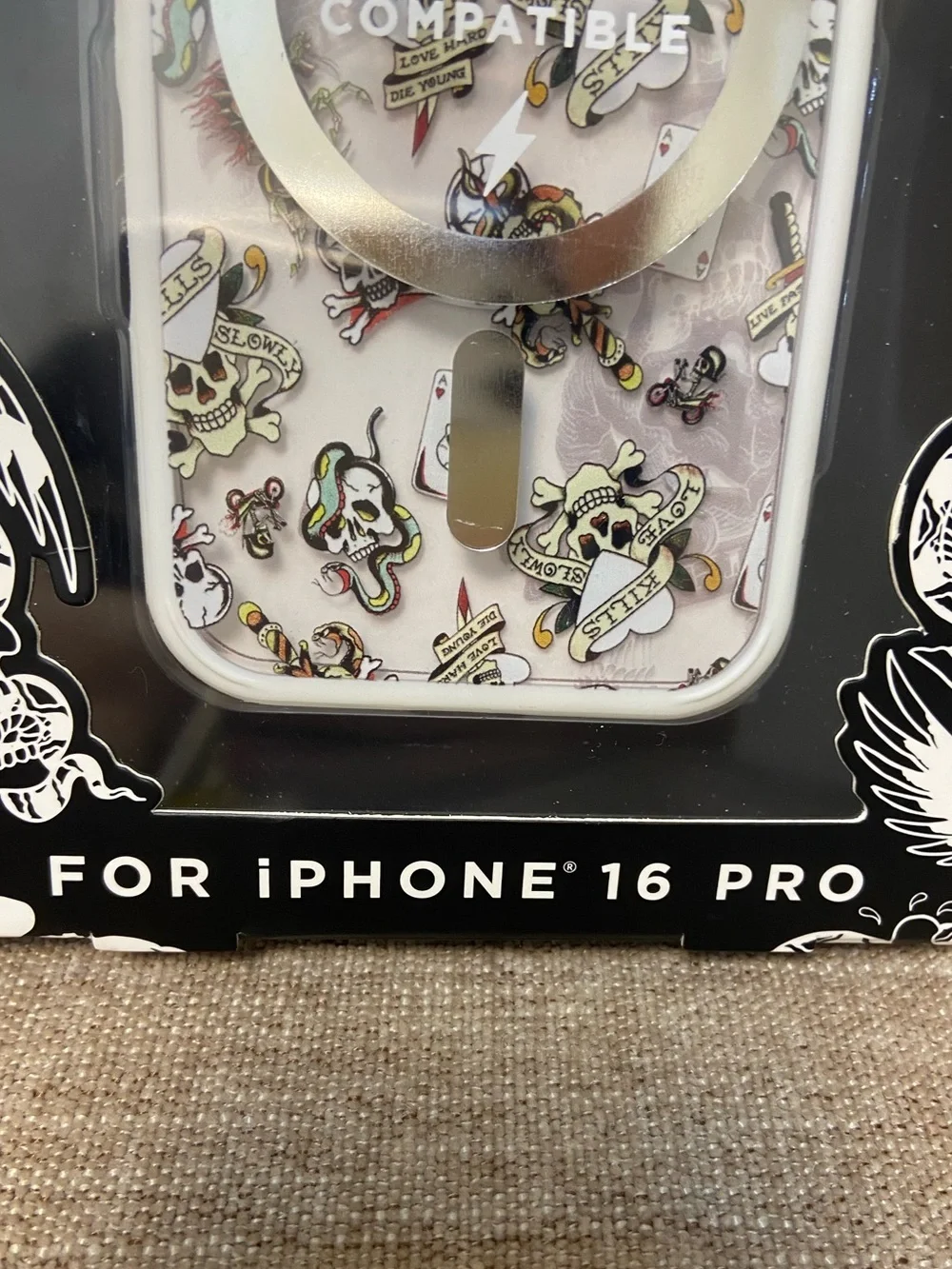 Ed Hardy Tattoo Print MagSafe Compatible Phone Case Skulls Y2K iPhone 16 Pro NWT